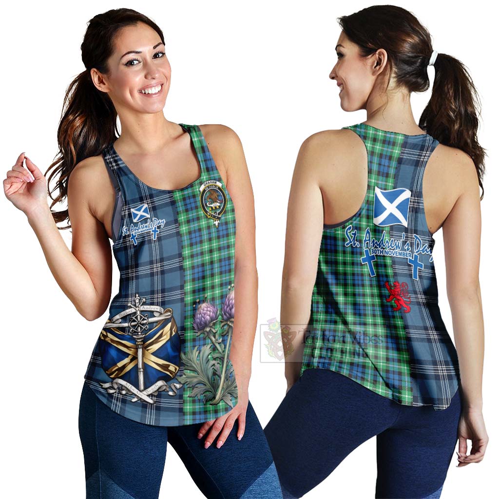 Tartan Vibes Clothing Graham Tartan Women's Racerback Tanks Happy St. Andrew's Day Half Tartan Style