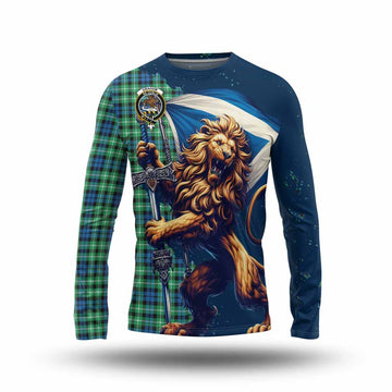 Graham Tartan Family Crest Long Sleeve T-Shirt with Scottish Majestic Lion