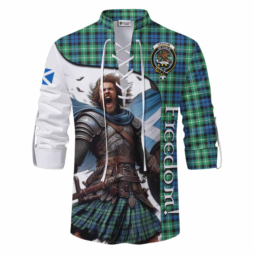 Tartan Vibes Clothing Graham Crest Tartan Ghillie Kilt Shirt Inspired by the Freedom of Scottish Warrior