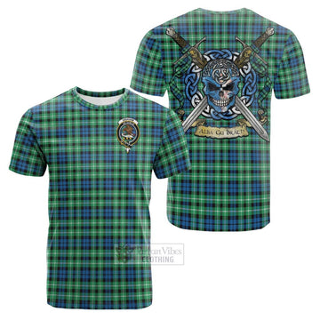 Graham Tartan Cotton T-shirt with Family Crest Celtic Skull Style