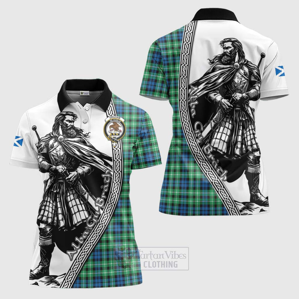 Tartan Vibes Clothing Graham Tartan Clan Crest Women's Polo Shirt with Highlander Warrior Celtic Style