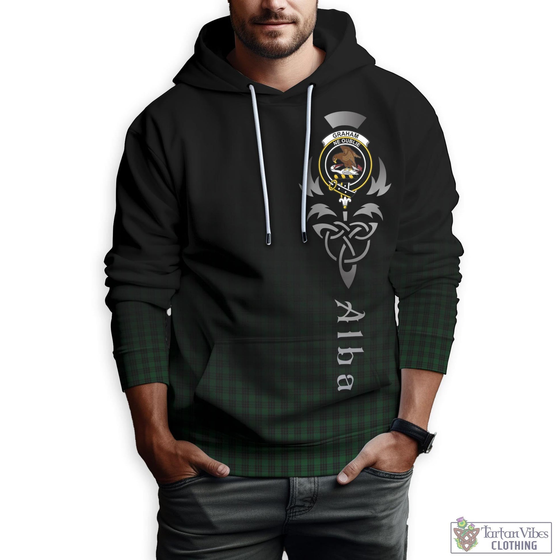 Tartan Vibes Clothing Graham Tartan Hoodie Featuring Alba Gu Brath Family Crest Celtic Inspired