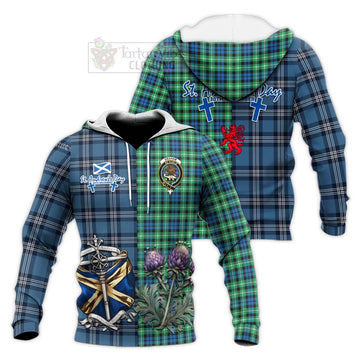 Graham Tartan Knitted Hoodie Happy St. Andrew's Day Half Tartan Style