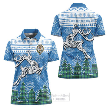 Graham Clan Christmas Women's Polo Shirt Celtic Reindeer Style