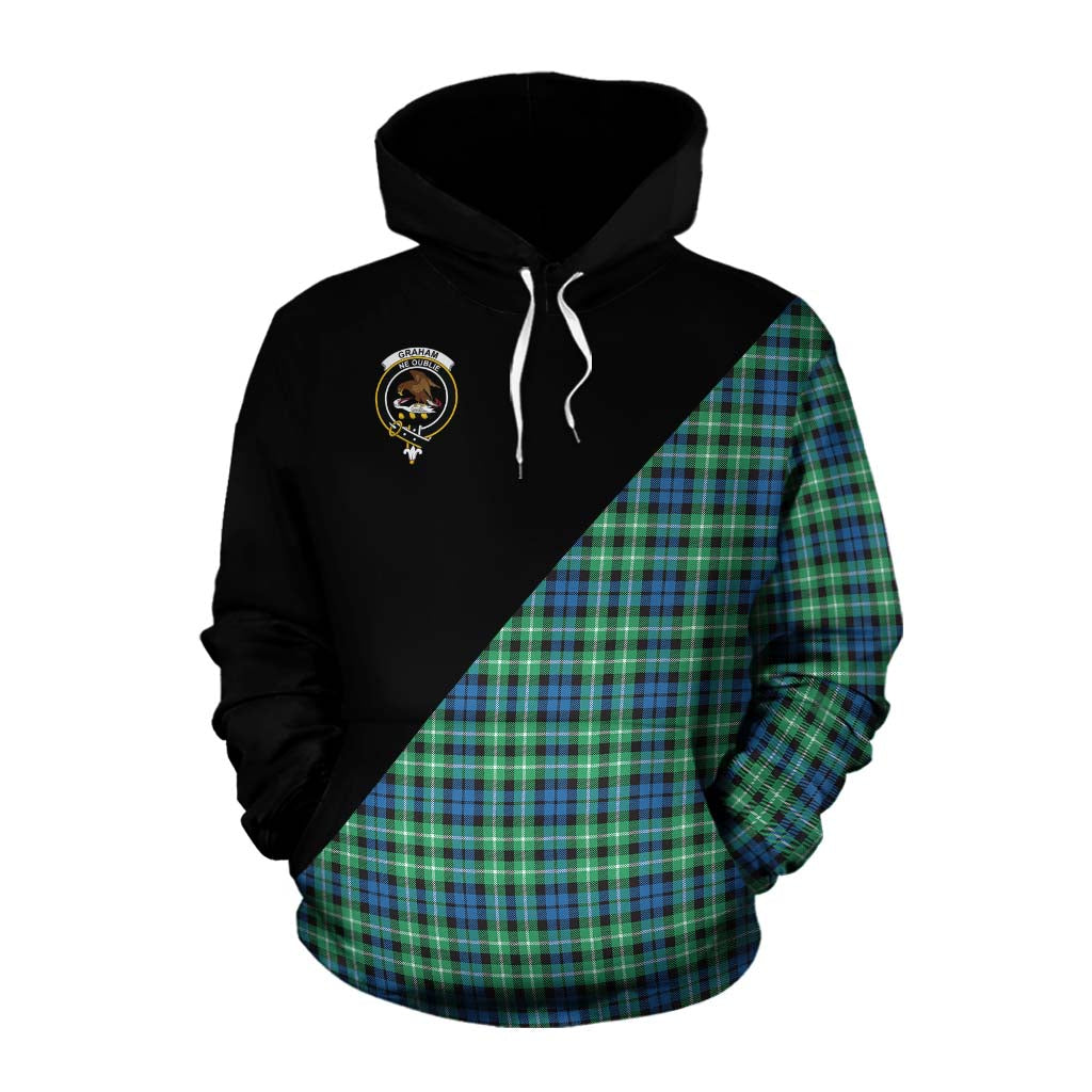 Tartan Vibes Clothing Graham Tartan Cotton Hoodie with Family Crest and Military Logo Style