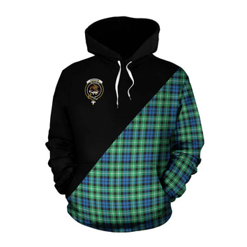 Graham Tartan Cotton Hoodie with Family Crest and Military Logo Style