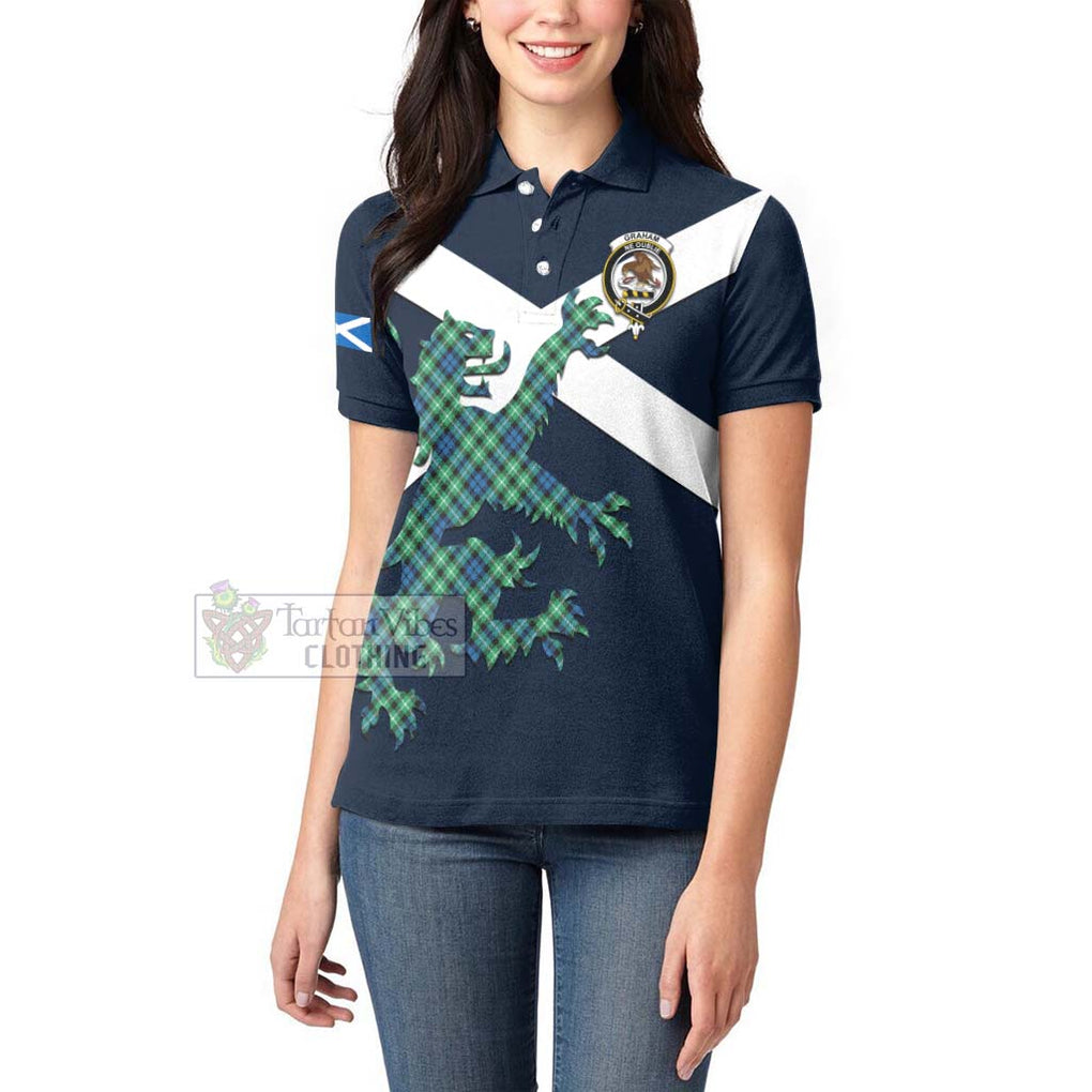 Tartan Vibes Clothing Graham Tartan Lion Rampant Women's Polo Shirt – Proudly Display Your Heritage with Alba Gu Brath and Clan Name