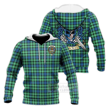 Graham Tartan Knitted Hoodie with Family Crest Celtic Skull Style