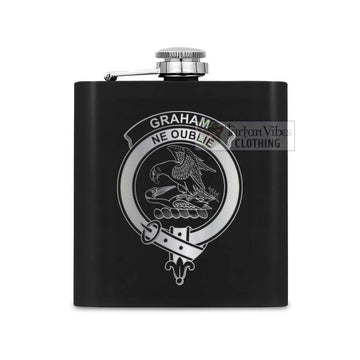 Graham Crest Hip Flask Set 7oz Black Stainless Steel with A Gift Box