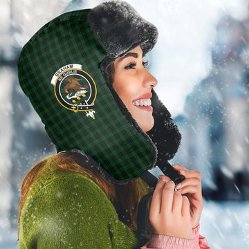 Graham Tartan Winter Trapper Hat with Family Crest