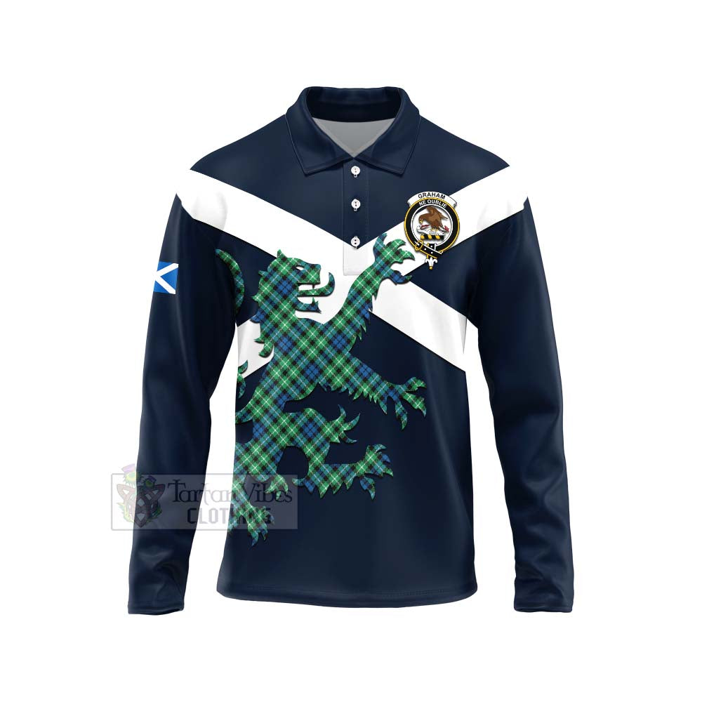 Tartan Vibes Clothing Graham Tartan Lion Rampant Long Sleeve Polo Shirt – Proudly Display Your Heritage with Alba Gu Brath and Clan Name