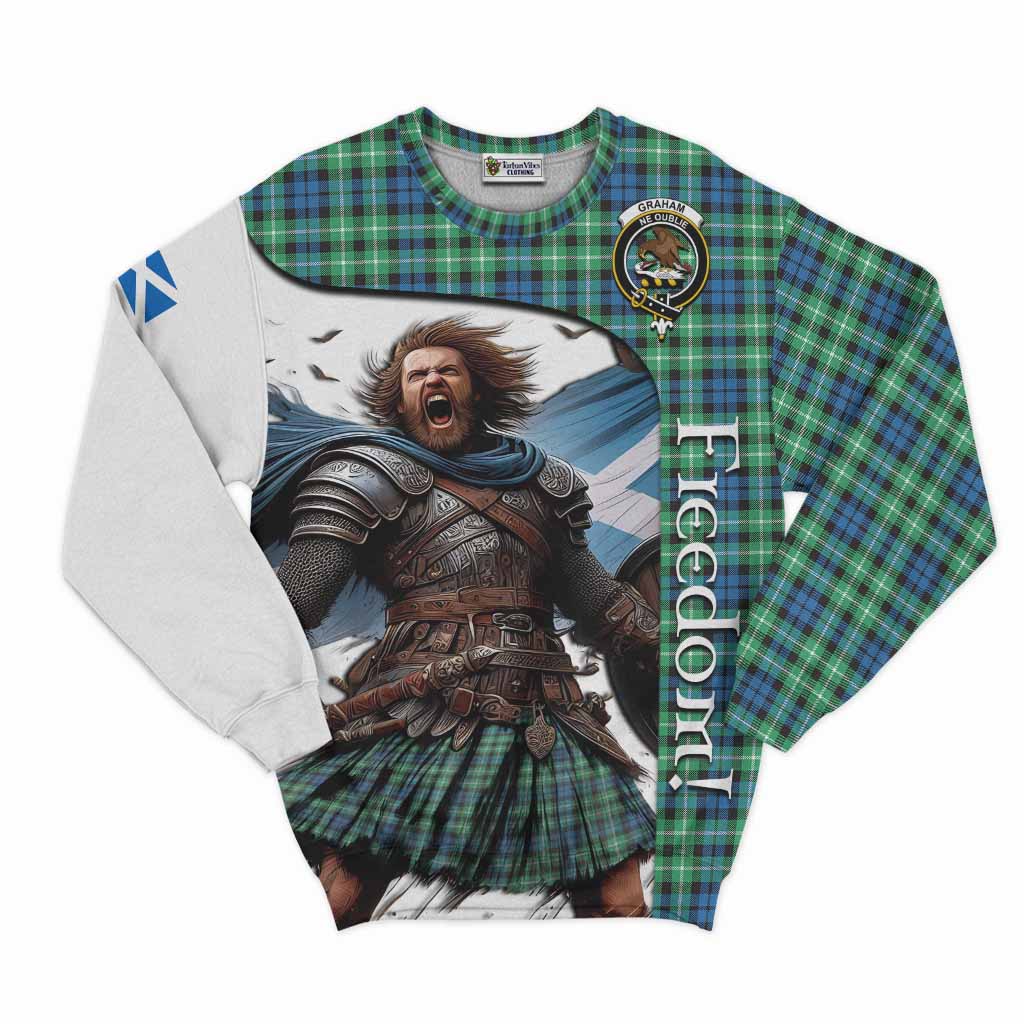 Tartan Vibes Clothing Graham Crest Tartan Sweatshirt Inspired by the Freedom of Scottish Warrior