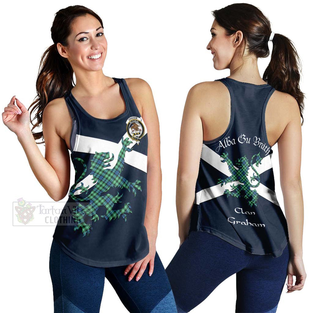 Tartan Vibes Clothing Graham Tartan Lion Rampant Women's Racerback Tanks – Proudly Display Your Heritage with Alba Gu Brath and Clan Name