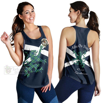 Graham Tartan Lion Rampant Women's Racerback Tanks  Proudly Display Your Heritage with Alba Gu Brath and Clan Name