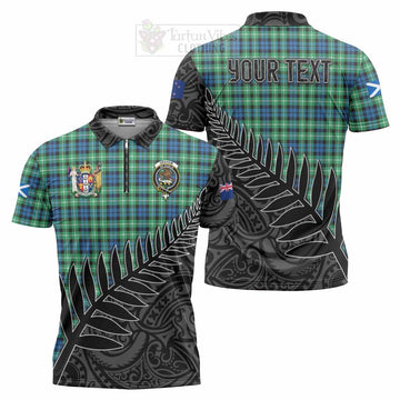 Graham Crest Tartan Zipper Polo Shirt with New Zealand Silver Fern Half Style