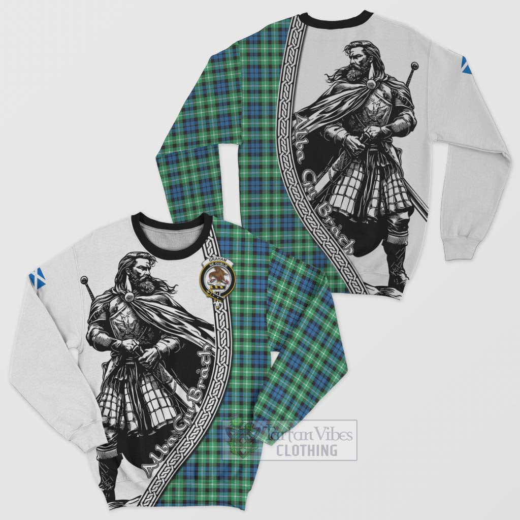 Tartan Vibes Clothing Graham Tartan Clan Crest Sweatshirt with Highlander Warrior Celtic Style