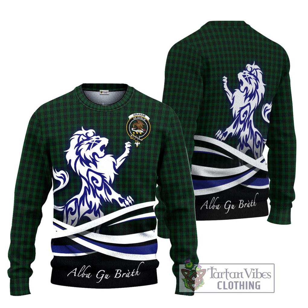 Graham Tartan Ugly Sweater with Alba Gu Brath Regal Lion Emblem Unisex - Tartan Vibes Clothing