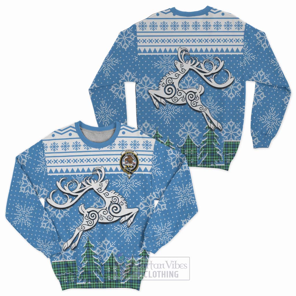 Tartan Vibes Clothing Graham Clan Christmas Sweatshirt Celtic Reindeer Style