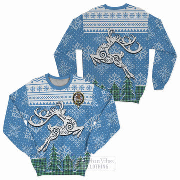 Graham Clan Christmas Sweatshirt Celtic Reindeer Style