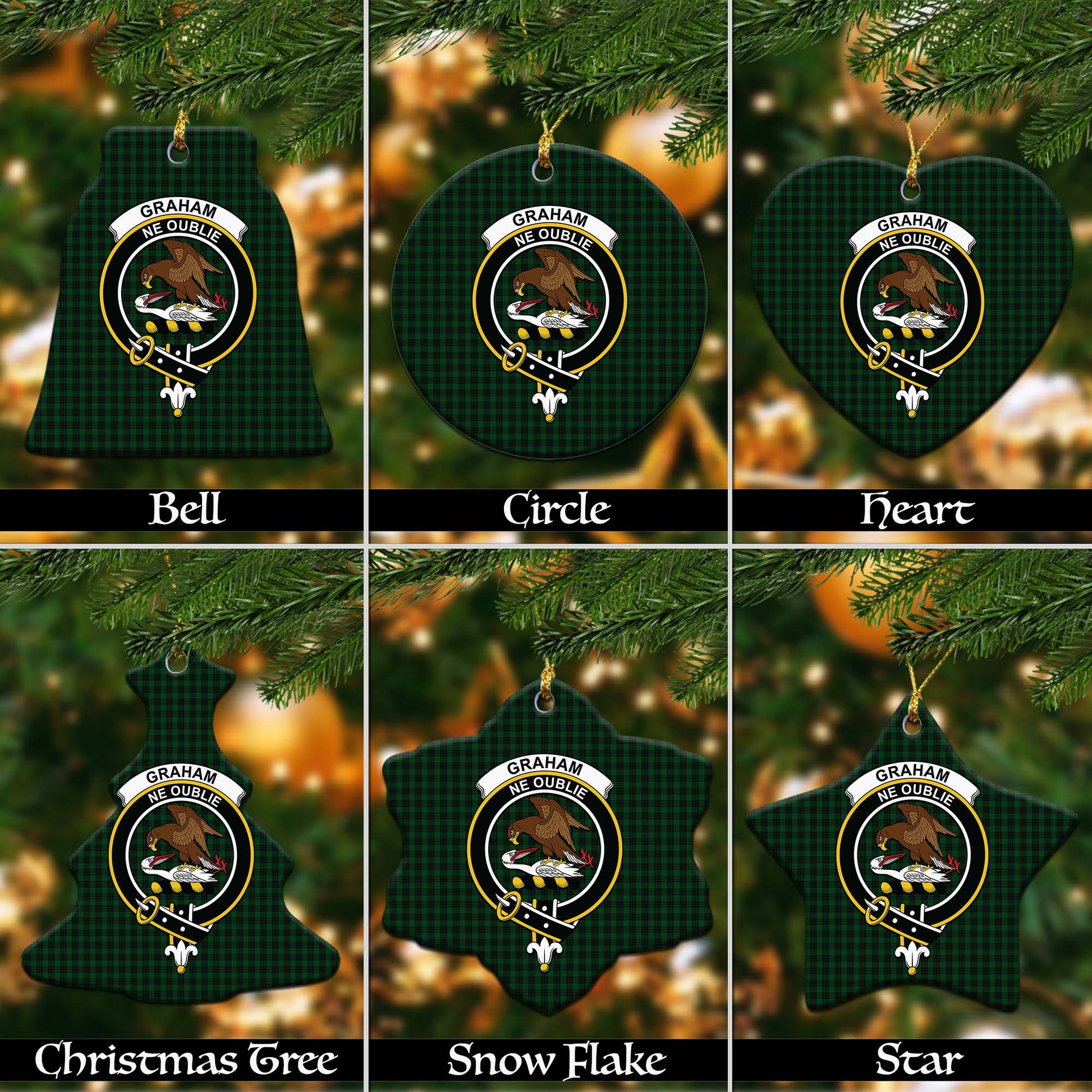 Graham Tartan Christmas Ornaments with Family Crest - Tartanvibesclothing