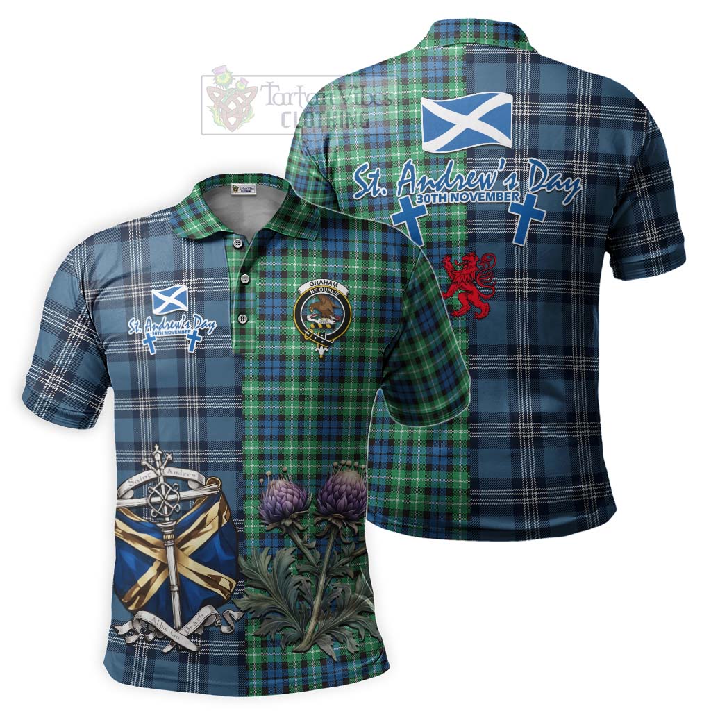 Tartan Vibes Clothing Graham Tartan Polo Shirt Happy St. Andrew's Day Half Tartan Style