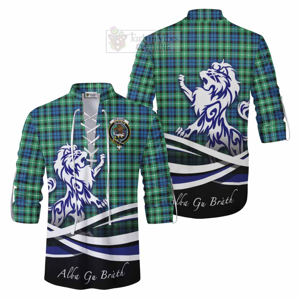 Tartan Vibes Clothing Graham Tartan Ghillie Kilt Shirt with Alba Gu Brath Regal Lion Emblem