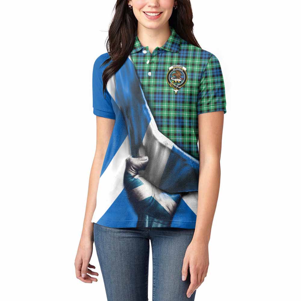 Tartan Vibes Clothing Graham Tartan Women's Polo Shirt with Family Crest Scotland Patriotic Style