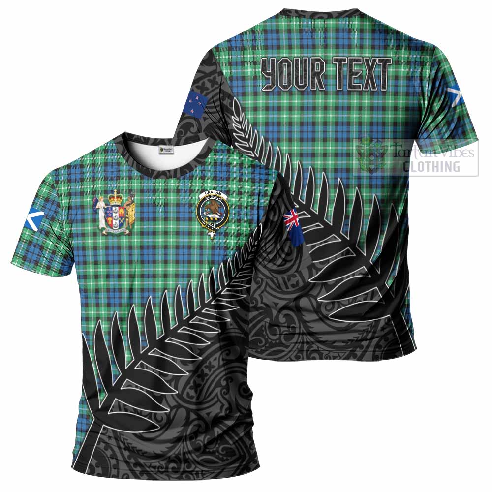 Tartan Vibes Clothing Graham Crest Tartan T-Shirt with New Zealand Silver Fern Half Style