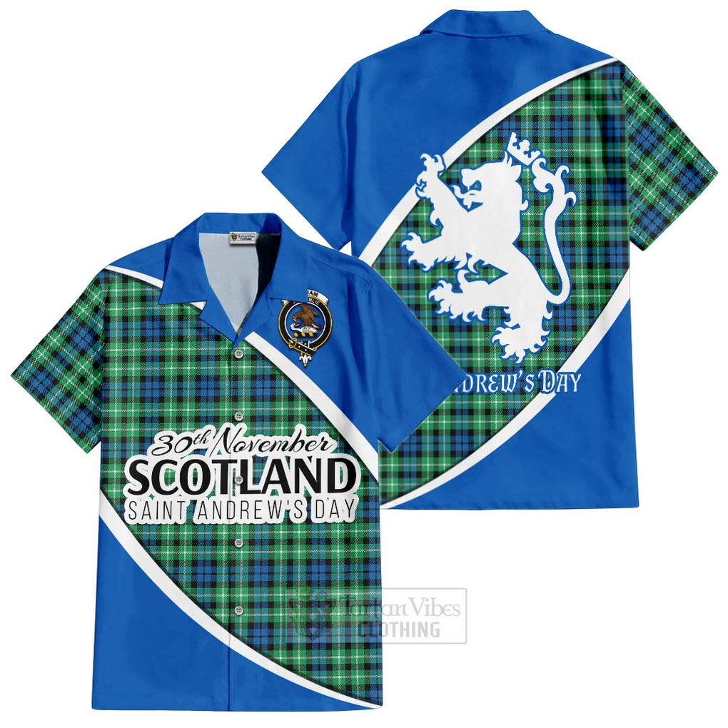 Tartan Vibes Clothing Graham Family Crest Tartan Short Sleeve Button Shirt Celebrate Saint Andrew's Day in Style