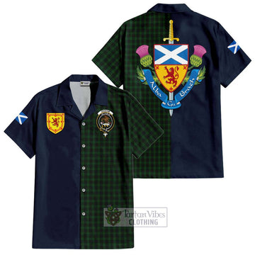 Graham Tartan Short Sleeve Button Shirt Alba with Scottish Lion Royal Arm Half Style