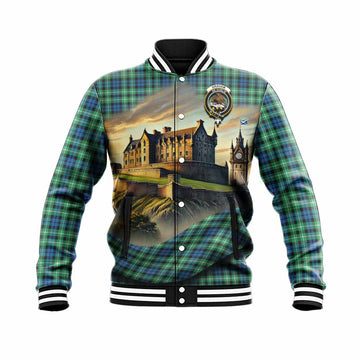 Graham Tartan Family Crest Baseball Jacket with Scottish Ancient Castle Style Unisex - Tartan Vibes Clothing