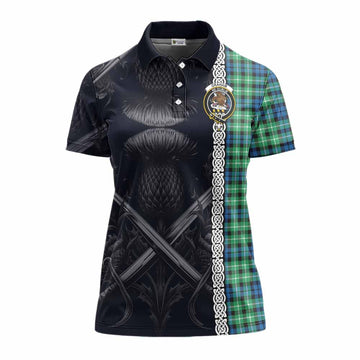 Graham Tartan Women's Polo Shirt with Family Crest Cross Sword Thistle Celtic Vibes