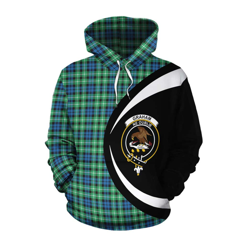 Tartan Vibes Clothing Graham Tartan Cotton Hoodie with Family Crest Circle Style