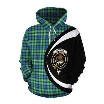 Graham Tartan Cotton Hoodie with Family Crest Circle Style