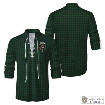 Graham Tartan Men's Scottish Traditional Jacobite Ghillie Kilt Shirt with Family Crest