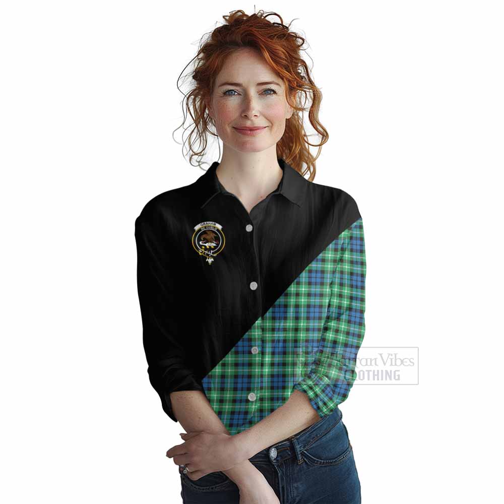 Tartan Vibes Clothing Graham Tartan Women's Casual Shirt with Family Crest and Military Logo Style