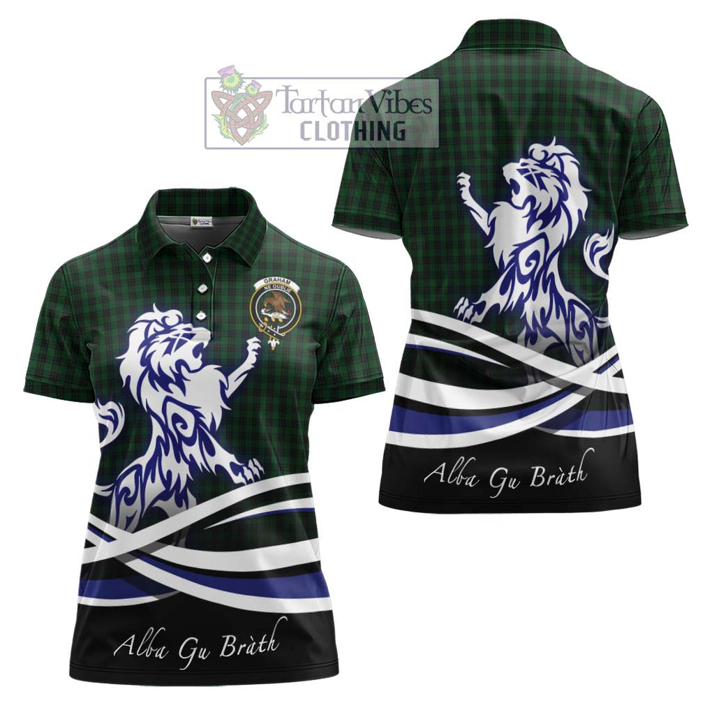 Graham Tartan Women's Polo Shirt with Alba Gu Brath Regal Lion Emblem Women - Tartanvibesclothing Shop