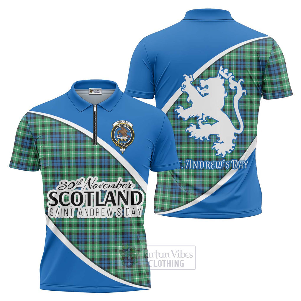 Tartan Vibes Clothing Graham Family Crest Tartan Zipper Polo Shirt Celebrate Saint Andrew's Day in Style