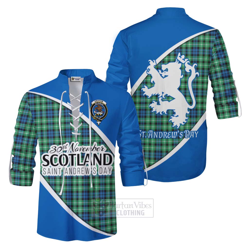 Tartan Vibes Clothing Graham Family Crest Tartan Ghillie Kilt Shirt Celebrate Saint Andrew's Day in Style