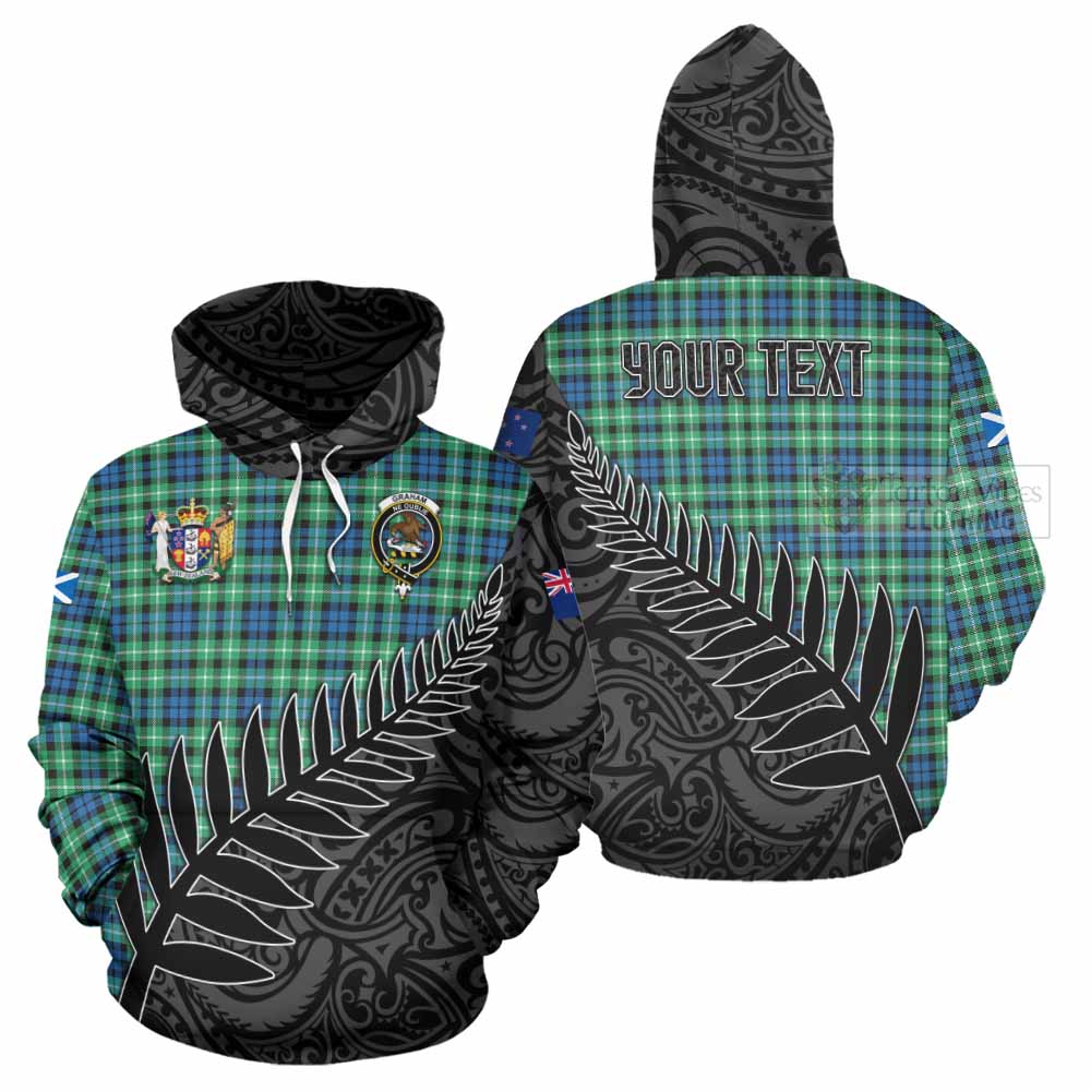 Tartan Vibes Clothing Graham Crest Tartan Hoodie with New Zealand Silver Fern Half Style