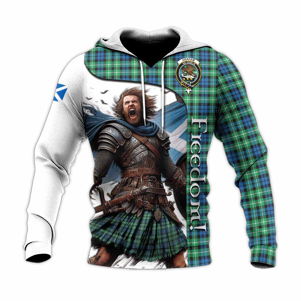 Tartan Vibes Clothing Graham Crest Tartan Knitted Hoodie Inspired by the Freedom of Scottish Warrior