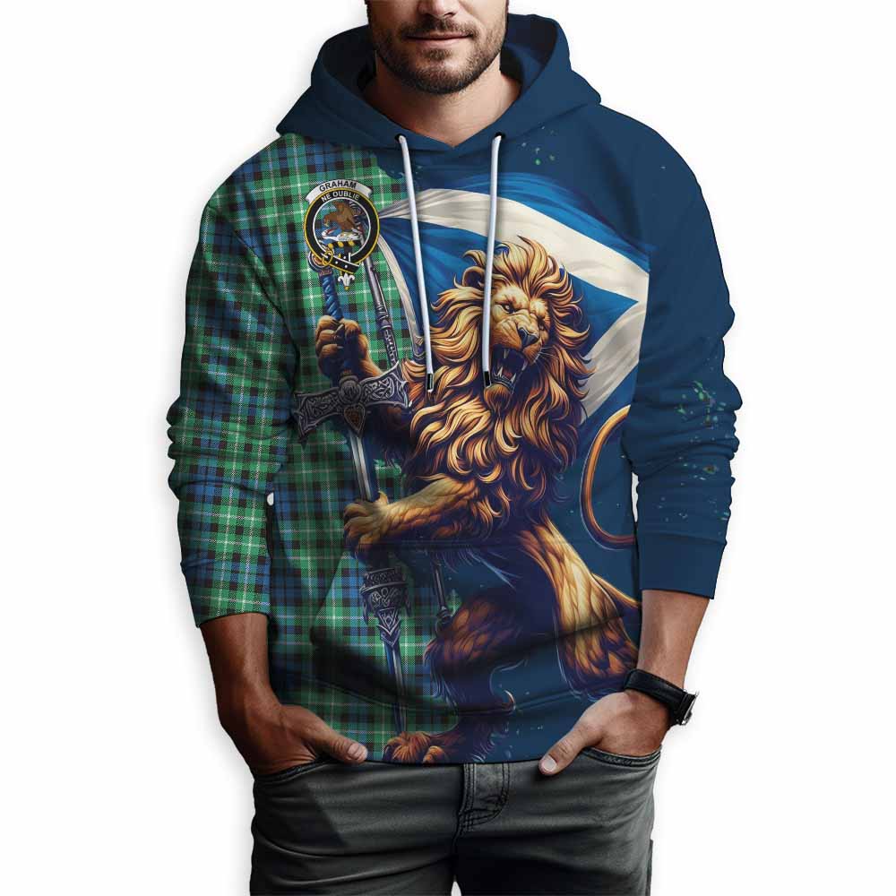 Tartan Vibes Clothing Graham Tartan Family Crest Hoodie with Scottish Majestic Lion