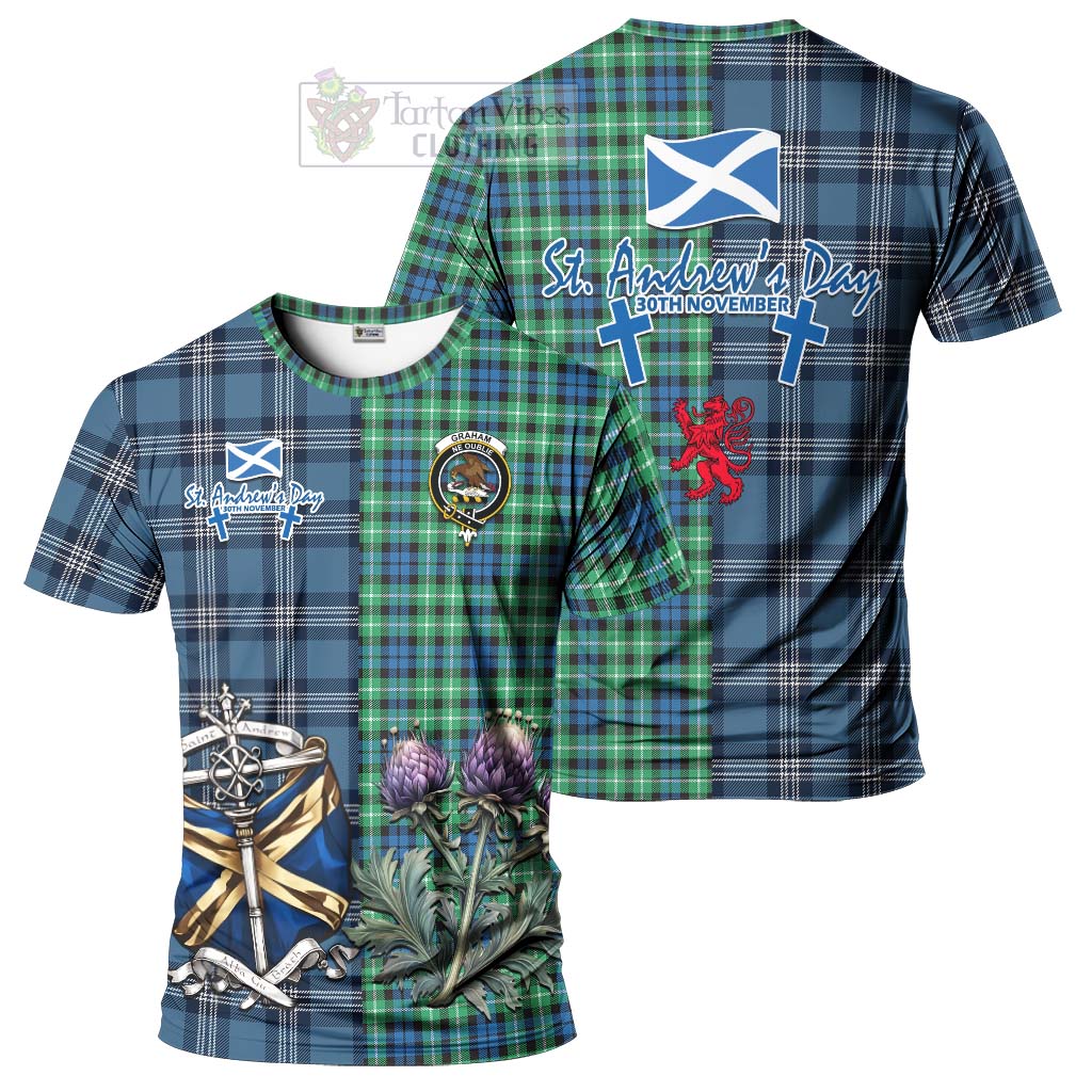 Tartan Vibes Clothing Graham Tartan T-Shirt Happy St. Andrew's Day Half Tartan Style