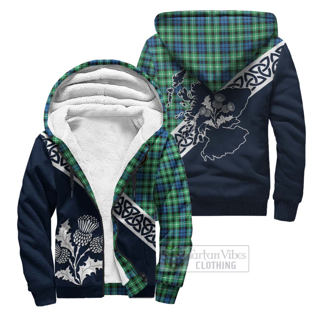 Tartan Vibes Clothing Graham Tartan Sherpa Hoodie Featuring Thistle and Scotland Map