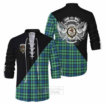 Graham Tartan Ghillie Kilt Shirt with Family Crest and Military Logo Style