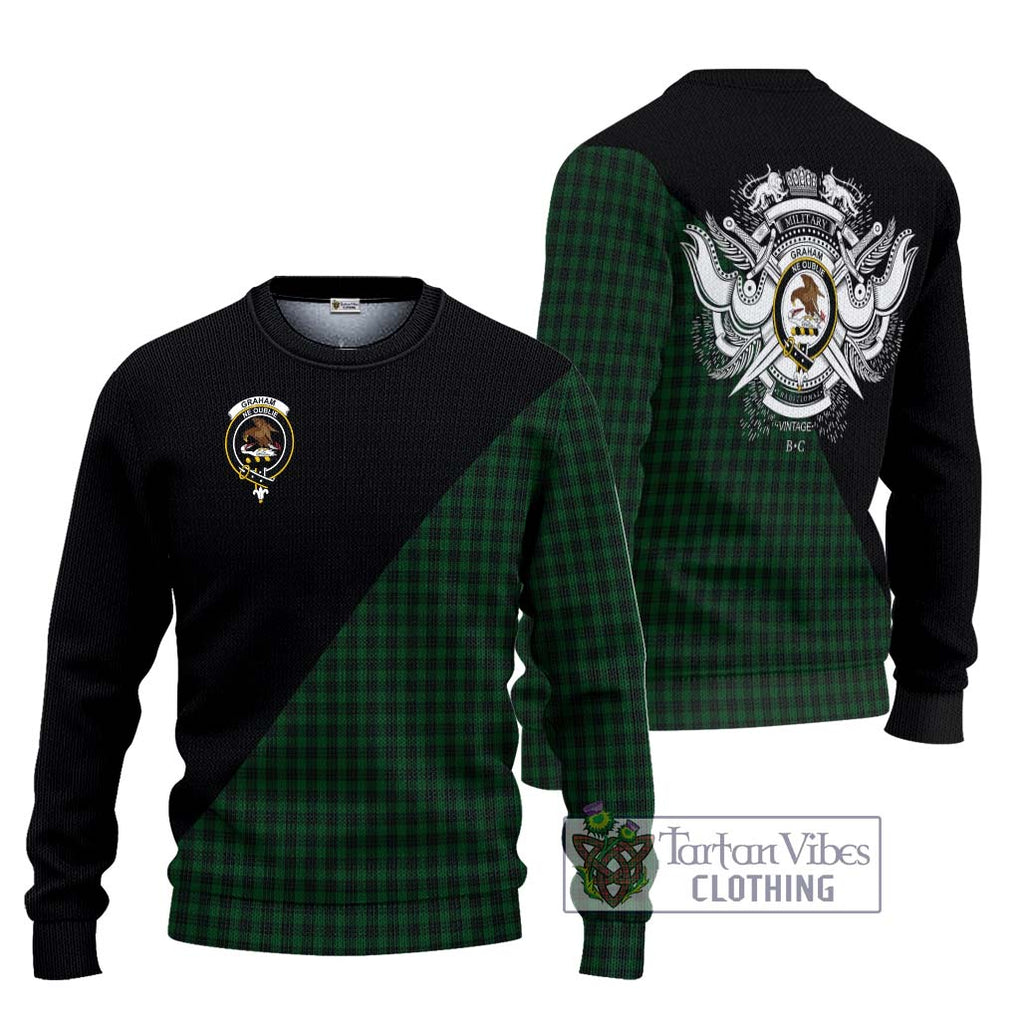 Graham Tartan Knitted Sweater with Family Crest and Military Logo Style Unisex - Tartanvibesclothing Shop