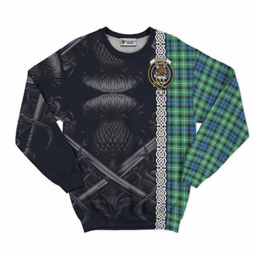 Graham Tartan Sweatshirt with Family Crest Cross Sword Thistle Celtic Vibes