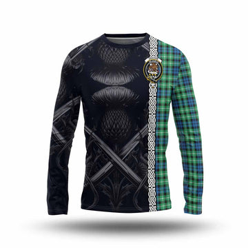 Graham Tartan Long Sleeve T-Shirt with Family Crest Cross Sword Thistle Celtic Vibes