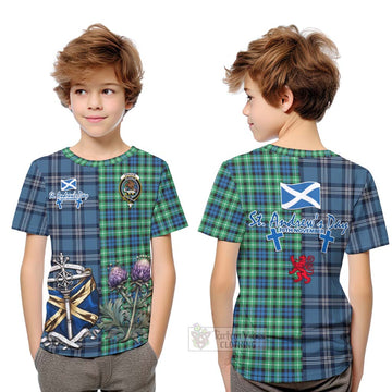 Graham Tartan Kid T-Shirt Happy St. Andrew's Day Half Tartan Style