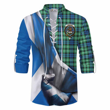 Graham Tartan Ghillie Kilt Shirt with Family Crest Scotland Patriotic Style